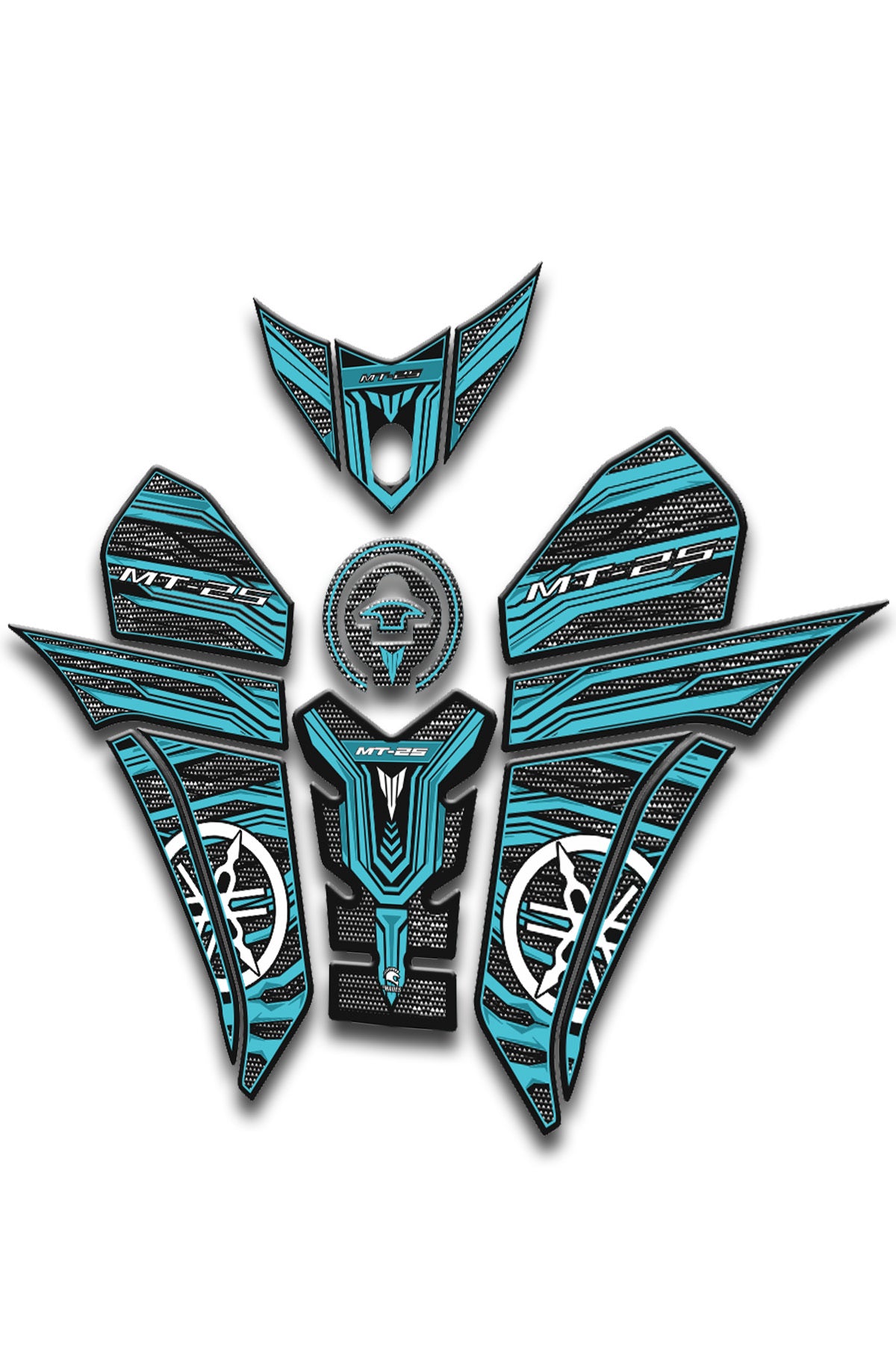 Mt25 2019-24 Tank Pad Seti Karbon Turkuaz