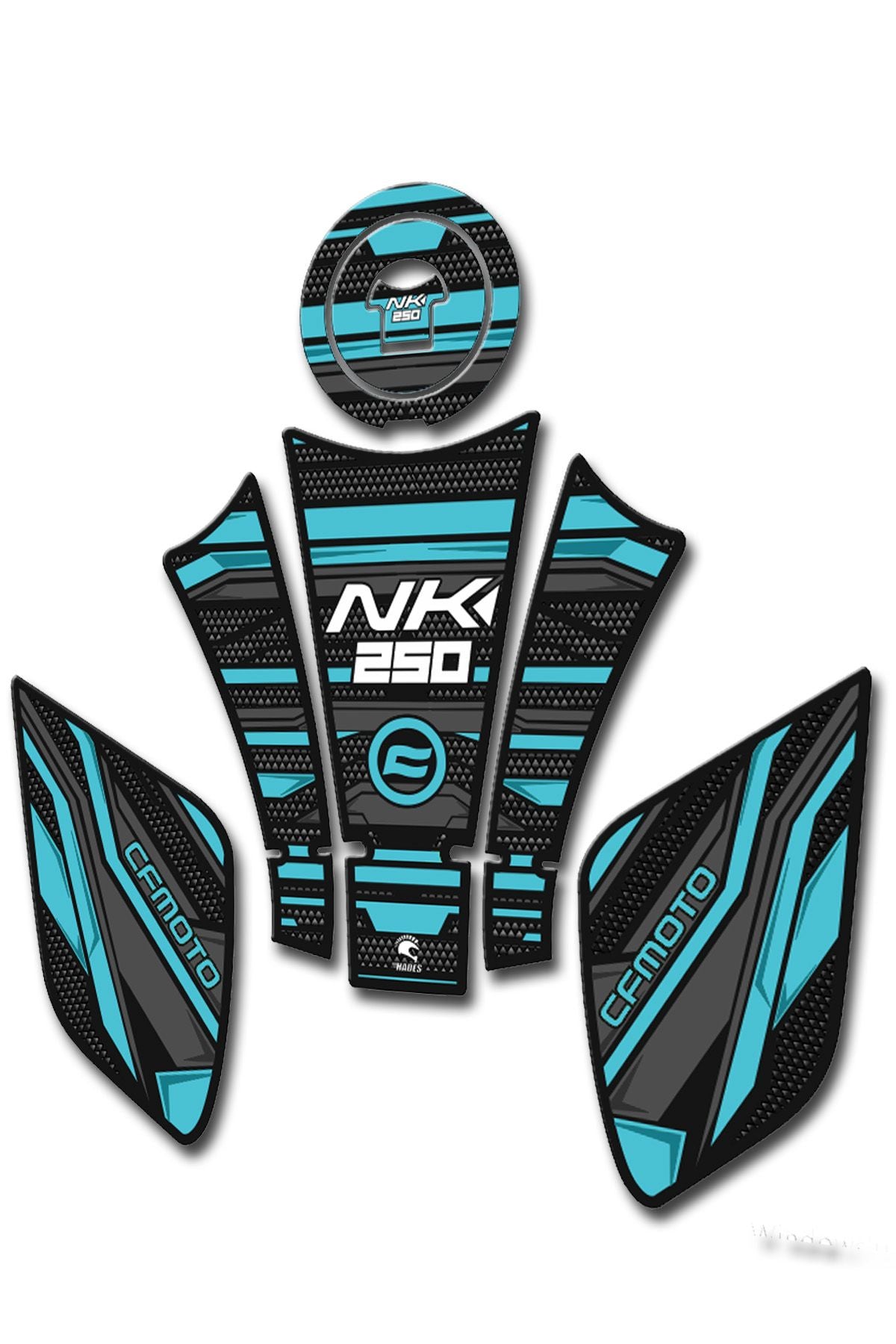 Nk250 Tank Pad Seti Karbon Turkuaz 2018-22