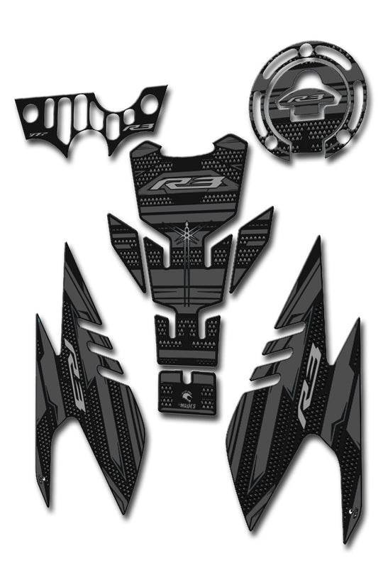 R3 Tank Pad Seti Karbon Gri
