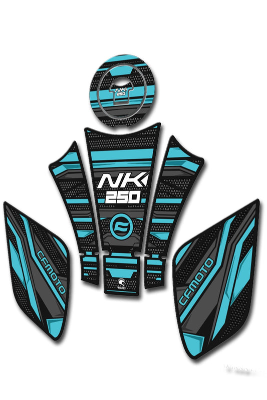 Nk250 Tank Pad Seti Karbon Turkuaz 2018-22