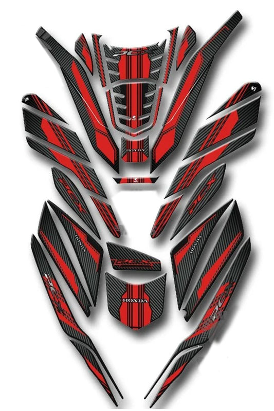 Honda Pcx 2021-23 Tank Pad Seti Karbon Kýrmýzý