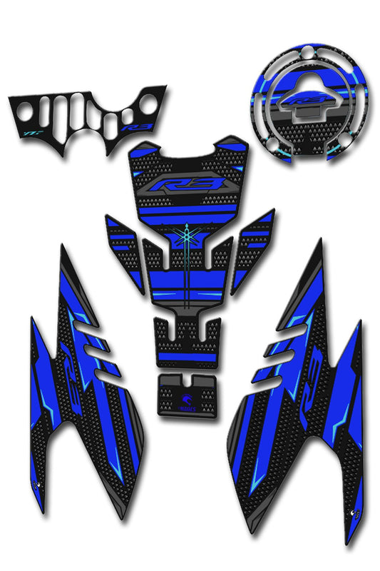 R3 Tank Pad Seti Karbon Mavi